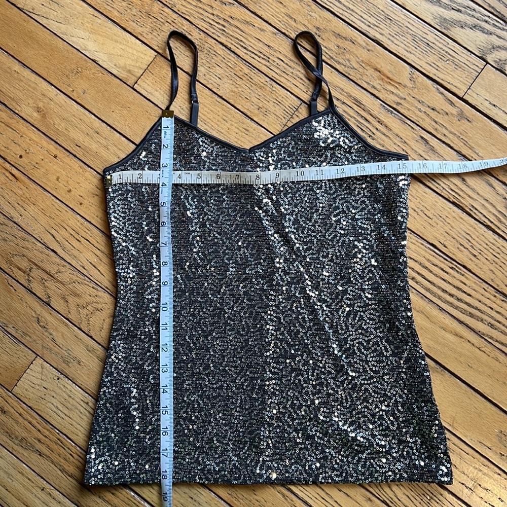 Express Dark Grey Sequin Adjustable Spaghetti Str… - image 5